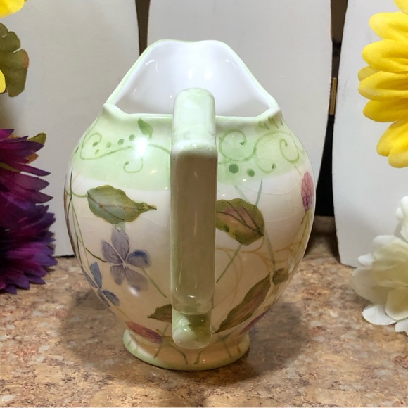 Vintage Hand Painted Creamer "Evelyn" Flowers & Berries By Tracy Porter - Picture 2 of 8